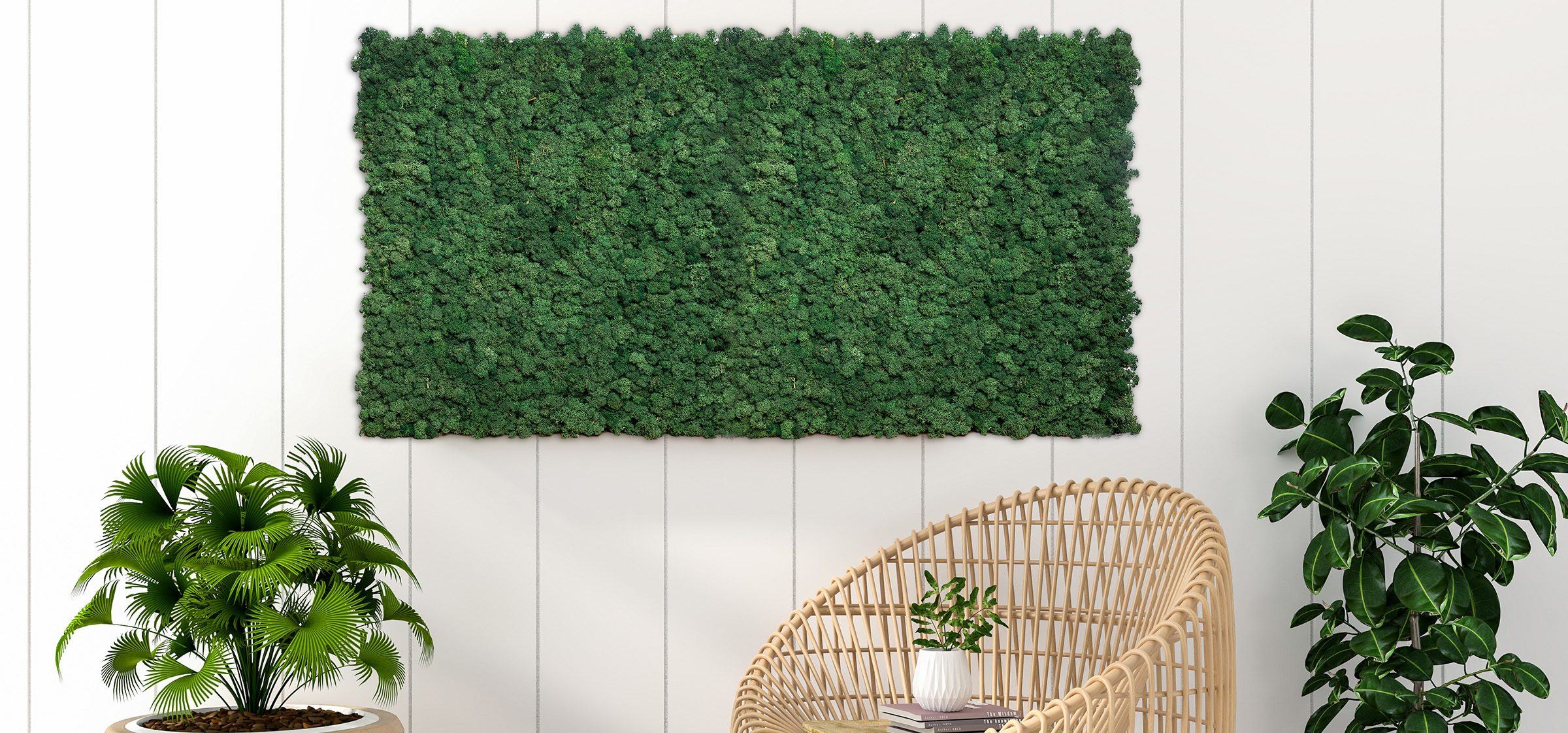 Moss Green panel mounted on the wall by a chair